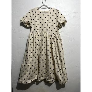 NWT Sisychan polka dot fare a‎ line dress womens medium cottagecore ethereal